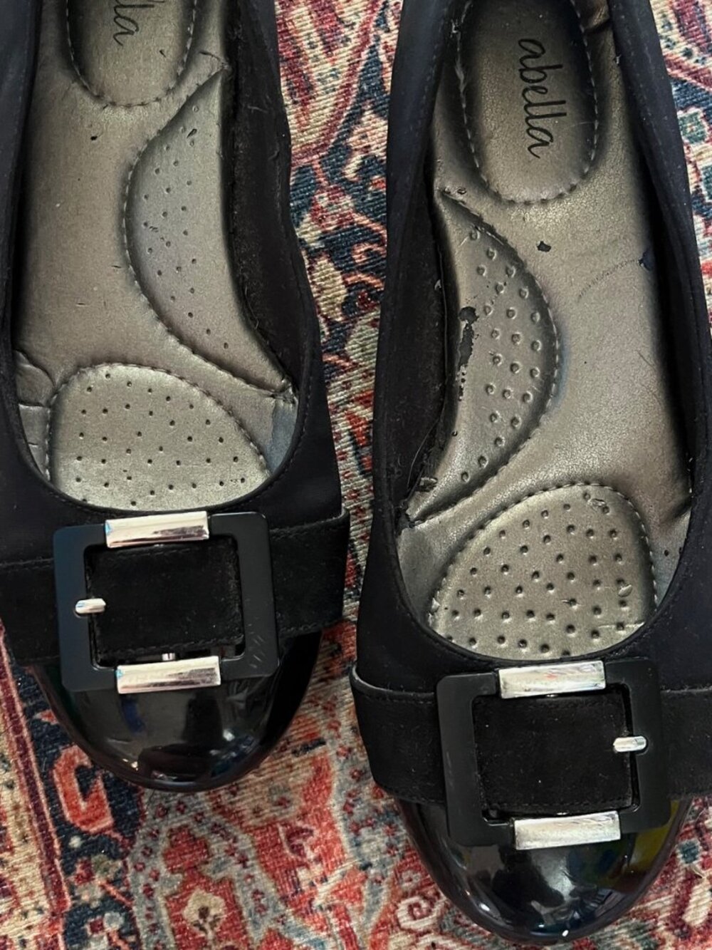 Abella La Rina Black Low Wedge Comfort Heels Size 8